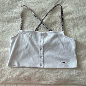 TOMMY JEANS Women's Ribbed Snap Bra Top or crop top. White size S